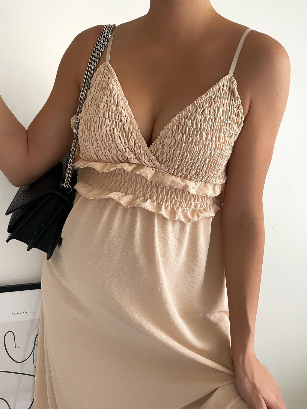 Robe mi longue à smock Aline