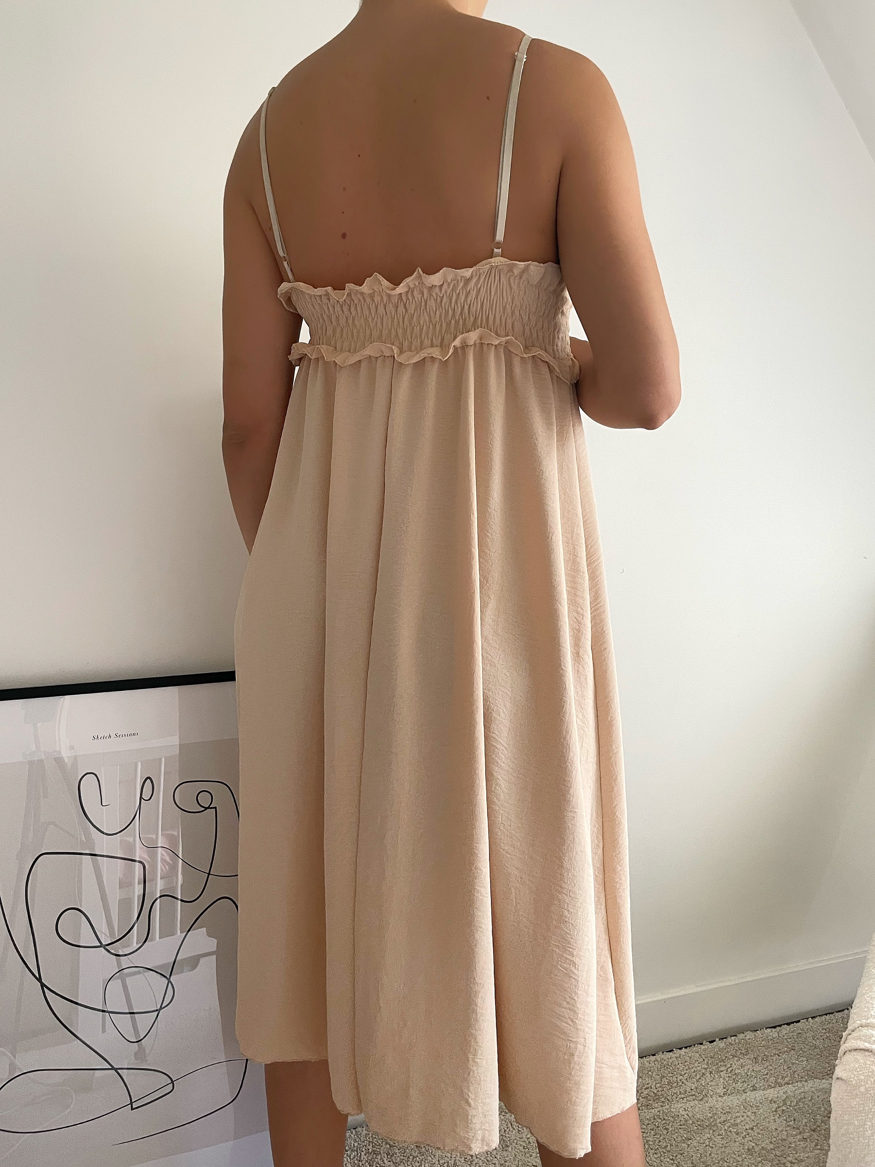 Robe mi longue à smock Aline