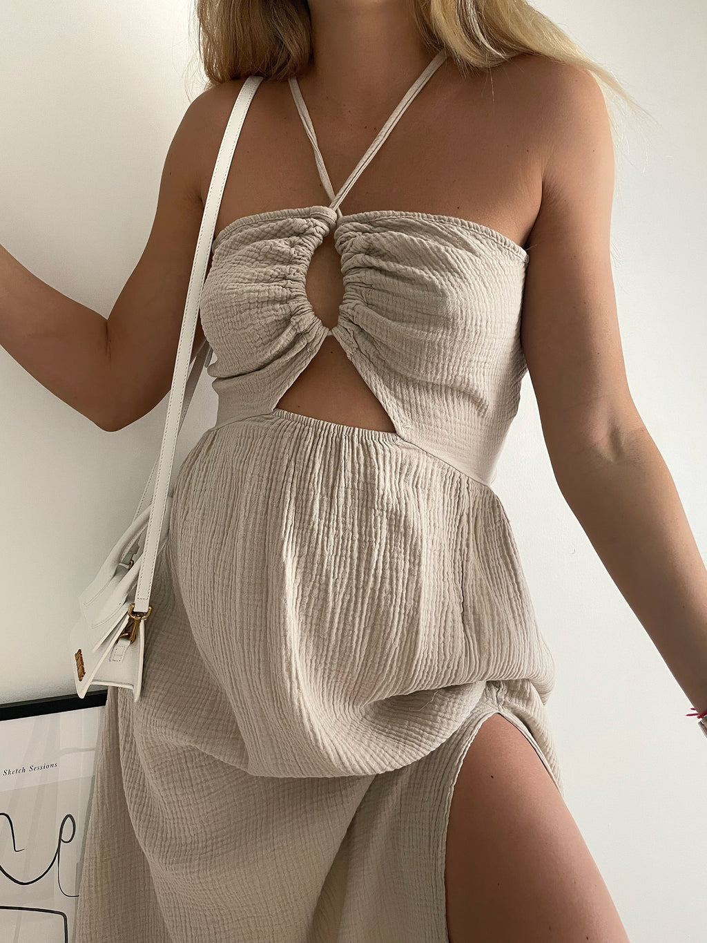 Robe longue unie en gaze de coton Fany