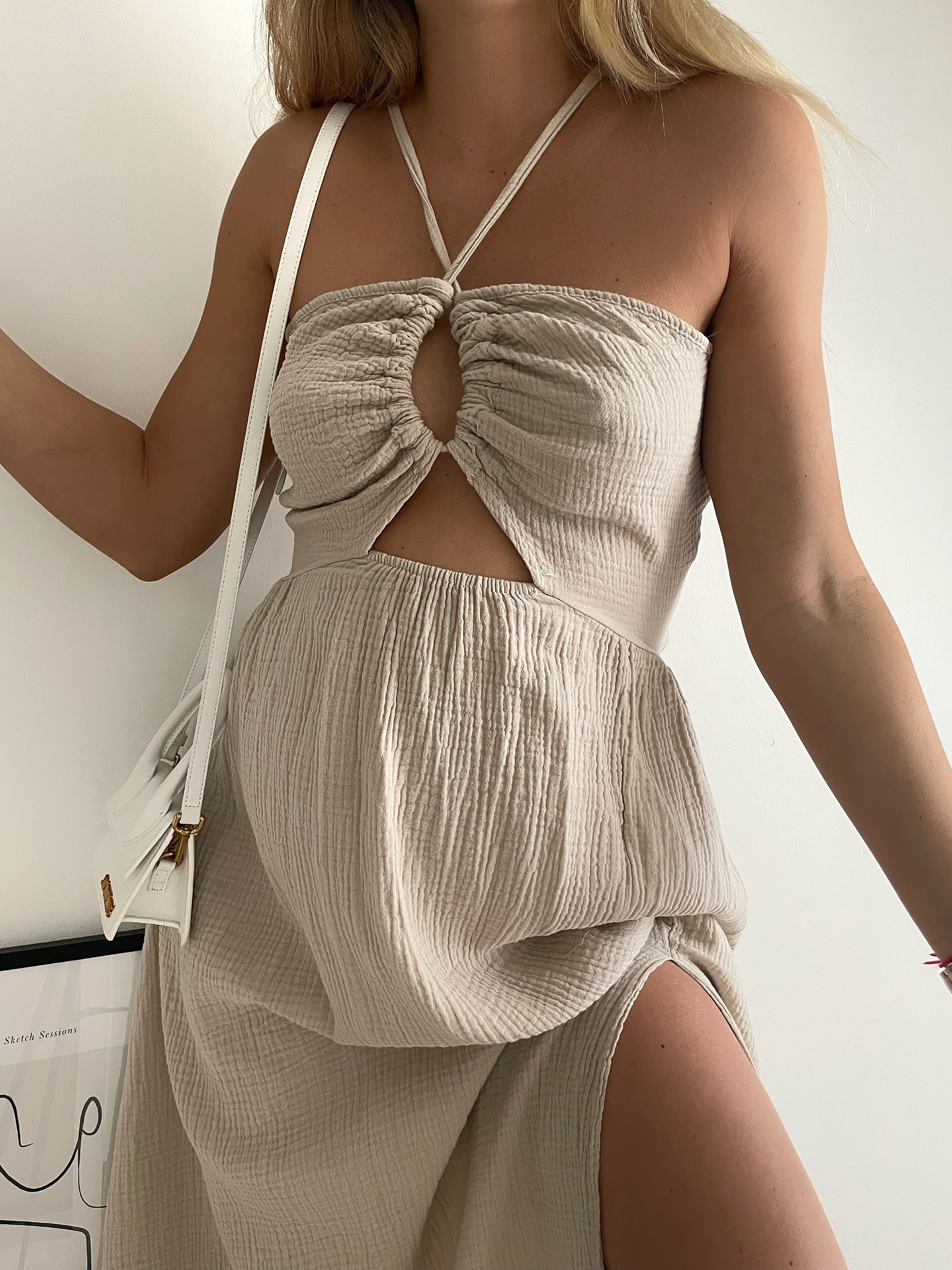 Robe longue unie en gaze de coton Fany
