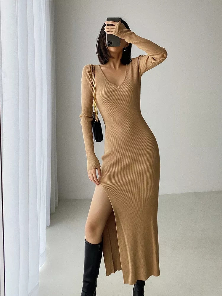 Alvise Knit Midi Slit Dress